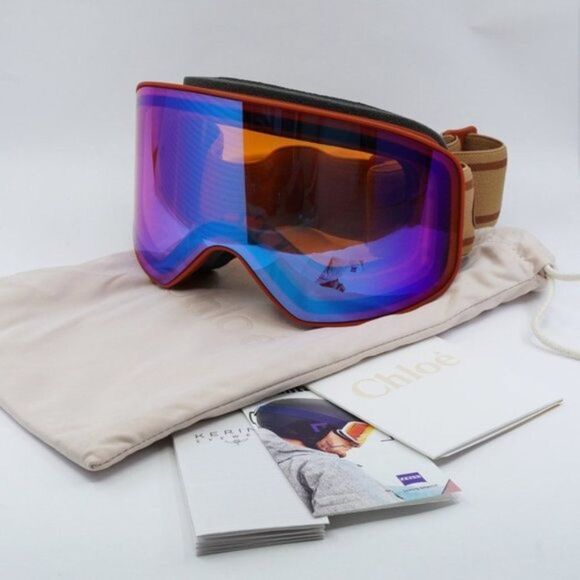 NEW CHLOé CH0072S 003 BROWN ORANGE SKI MASK SUNGLASSES - Picture 9 of 11